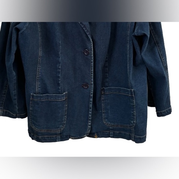 Y2K womens plus sz dk wsh denim barn coat w 2 frnt utility pckts 3X farmcore - Picture 6 of 11